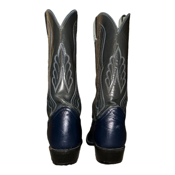 Tony Lama Vintage Western Cowboy Boots Men’s Sz 9.5D Blue and Gray Leather S5440 - Picture 3 of 11